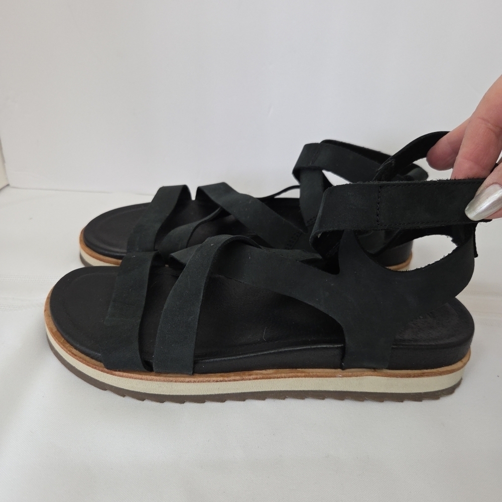 Merrell Black Leather Mid Ankle Wrap Strappy Gladiator Sandals Size 8